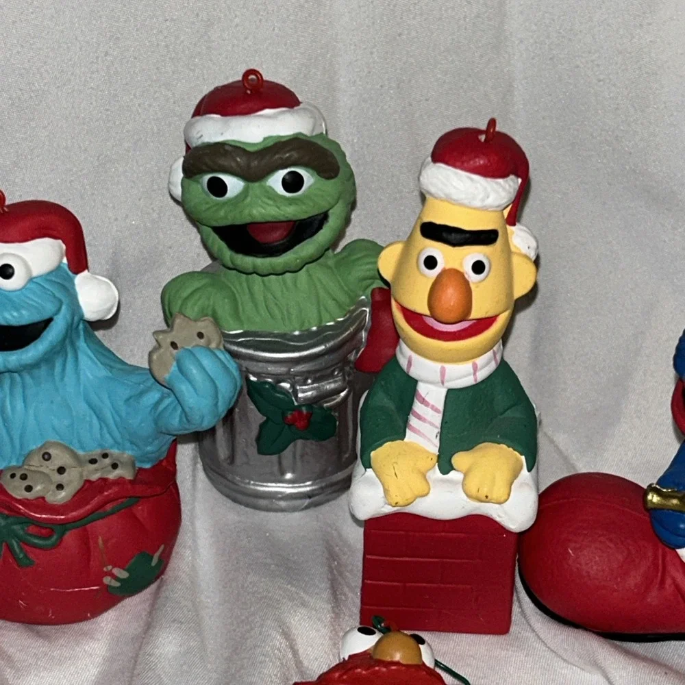 Vintage Lot of 6 Sesame Street Tree Trim Christmas‎ Ornament Jim Henson F1